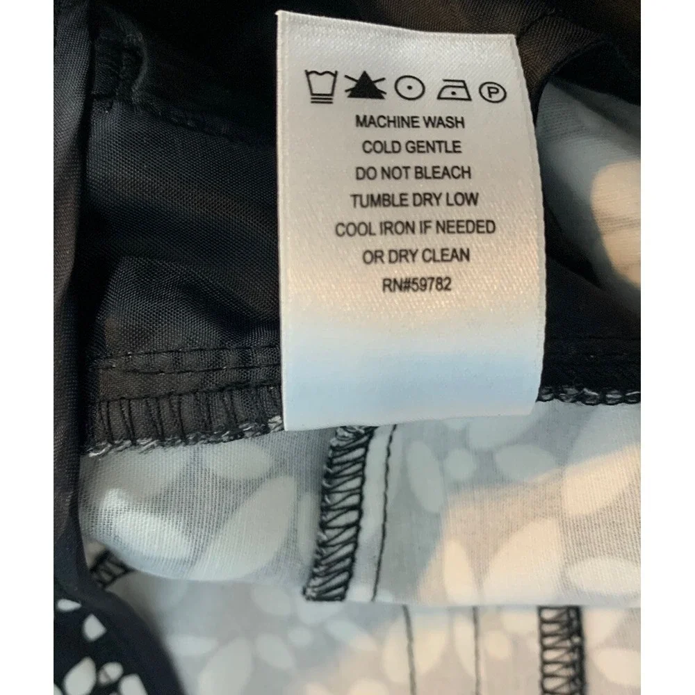 Adrianna Papell Black White Floral Ankle Length Pants Size 8